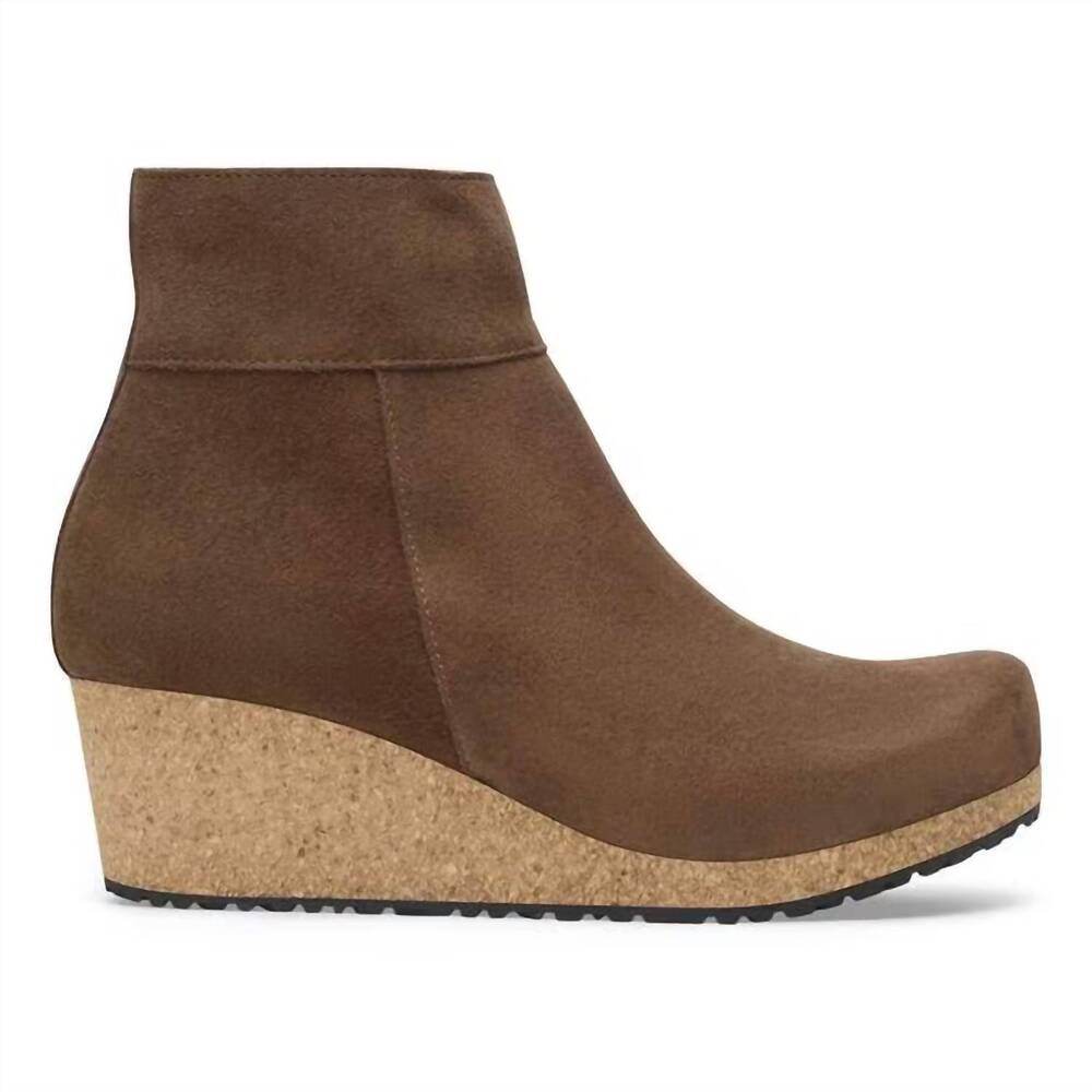 NEW BIRKENSTOCK women's ebba suede leather booties in dark tea